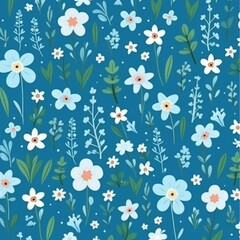 Seamless pattern with autumn leaves and pumpkins. Vector illustration.