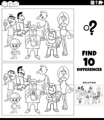 differences activity with people with smart devices coloring page