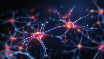 active nerve cells.Human brain stimulation or activity with neuron.

