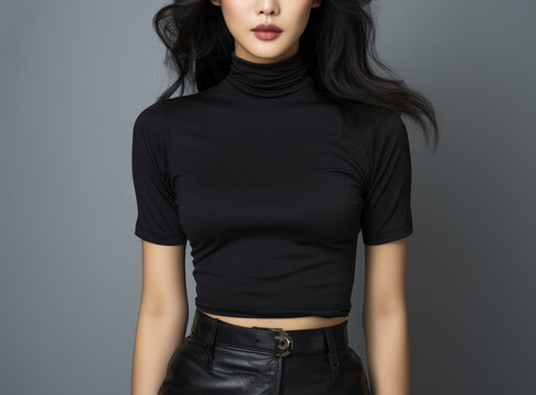 unerkannte frau modle asiatin mund nase hals rollkragenpullover wolle taille eng schlank extrem sexy