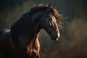 Riderless mustang horse. Freedom wild equestrian beautiful horse. Generate ai - obrazy, fototapety, plakaty