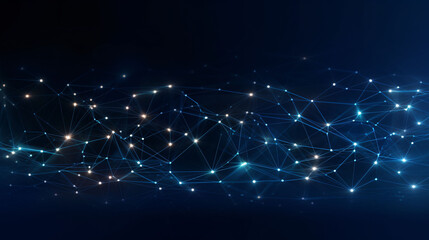 Fototapeta premium Modern abstract network science connection technology gold line premium dot and graphic design. on hi tech future blue background network. 