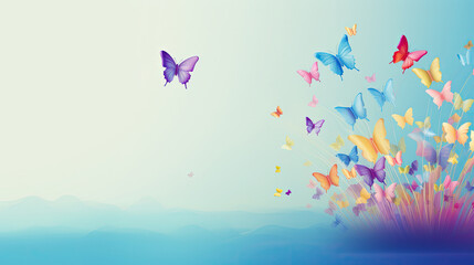 Background with the image of colorful fluttering butterflies - a concept on the topic of autism awareness