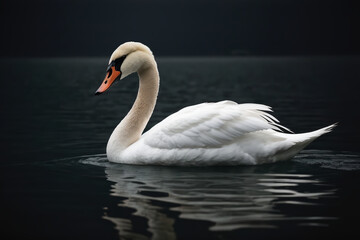 Elegant Swan in Minimalistic Photography created with AI