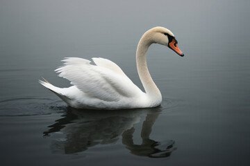Elegant Swan in Minimalistic Photography created with AI