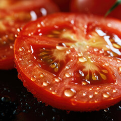 Close-up of a slice of tomato, macro