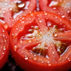 Close-up of a slice of tomato, macro