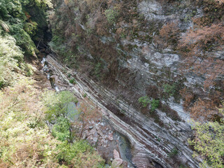 Drone view at Gole della Breggia valley in Switzerland