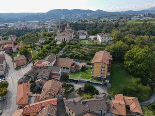 Drone view at the village of Morbio Inferiore in Switzerland