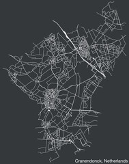 Detailed hand-drawn navigational urban street roads map of the Dutch city of CRANENDONCK, NETHERLANDS with solid road lines and name tag on vintage background