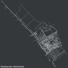 Detailed hand-drawn navigational urban street roads map of the Dutch city of STADSKANAAL, NETHERLANDS with solid road lines and name tag on vintage background