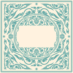 Decorative ornate monochrome retro design blank frame