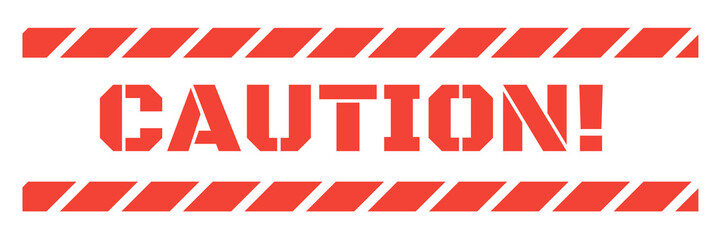 red caution with construction line element design on transparent background 