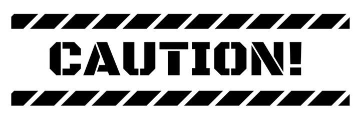 black caution with construction line element design on transparent background 