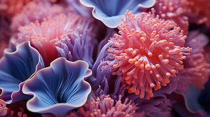 Macro shot on coral and anemones - obrazy, fototapety, plakaty