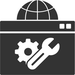 Web Optimization Glyph Rounded Background Icon pictogram symbol visual illustration