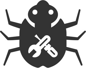 Bug Fixing Glyph Rounded Background Icon pictogram symbol visual illustration