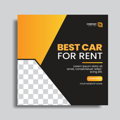 Vector car rental social media post template.