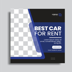 Vector car rental social media post template.