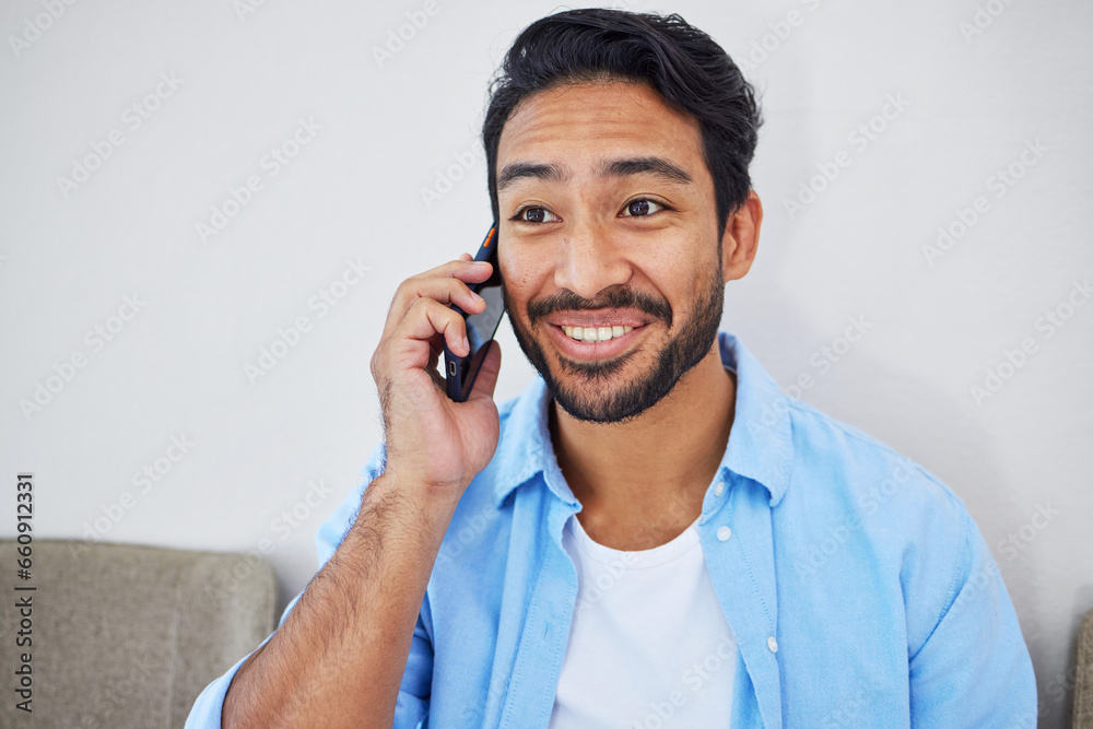 Poster phone call, waiting and man in the office for recruitment meeting with human resources for hiring. d