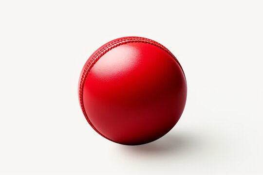 A red cricket leather ball isolated on a white background