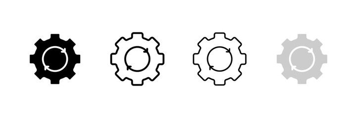 Settings icon. Outline, arrows in a circle, gear icon, device settings. Vector icons