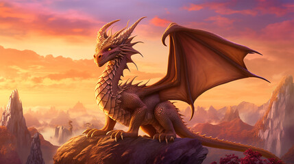 Fantasy background with dragon