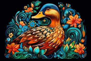 Fototapeta premium Painting of a duck
