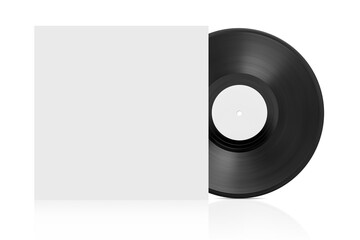lp vinyl disc white label and blank cover mockup template design isolated - obrazy, fototapety, plakaty