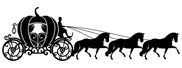 Silhouette of a princess carriage illustration vector