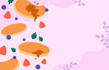 Flat design of cute pancake banner