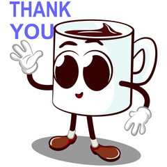 vector mascot a characters from a cute mug thanking while waving