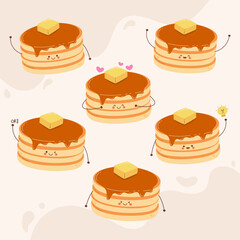 Flat design of cute pancake cartoon