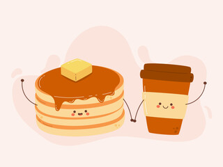 Flat design of cute pancake cartoon