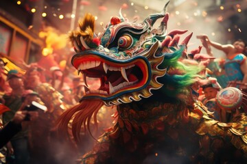 Chinese zodiac dragon. Chinese lunar new year celebration  - obrazy, fototapety, plakaty