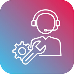 Technical Support Glyph Rounded Background Icon pictogram symbol visual illustration