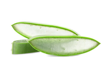 Green aloe vera slices isolated on white
