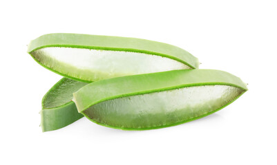 Green aloe vera slices isolated on white