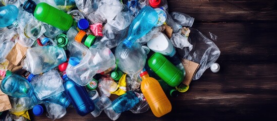 Recycling centers categorize plastic waste for environmental preservation and resource recovery in sustainable waste management With copyspace for text
