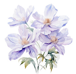 Watercolor lilac flower illustration. Generative AI, png image