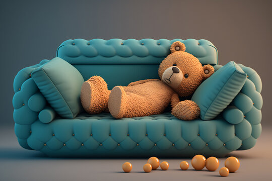 cute sofa set with a teddy bear modern design living room