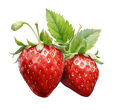 Watercolor strawberry illustration. Generative AI, png image