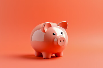 Cute piggy bank on color background.