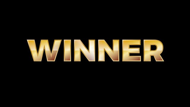 The word Winner. Animated banner with golden text