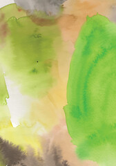 Watercolor abstract green stain collection