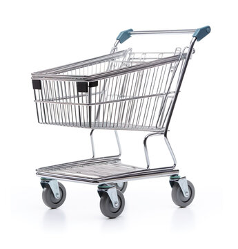 Classic shopping cart AI image illustration isolated on white background. Shopping and order concept. Empty basket idea 