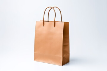 Paper bag on white background. Mockup for design. Generative AI