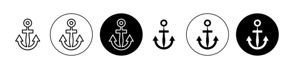 Anchor vector icon set. Marine boat sea anchor sign for ui designs.