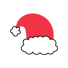 Christmas Santa Claus Hat. Simple hand drawn Christmas red cap. Vector illustration.