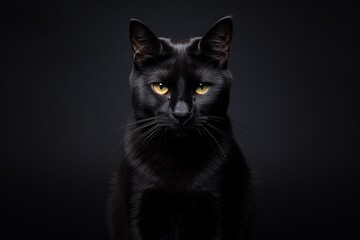 Obraz premium The Enigmatic Black Cat Created with Generative AI